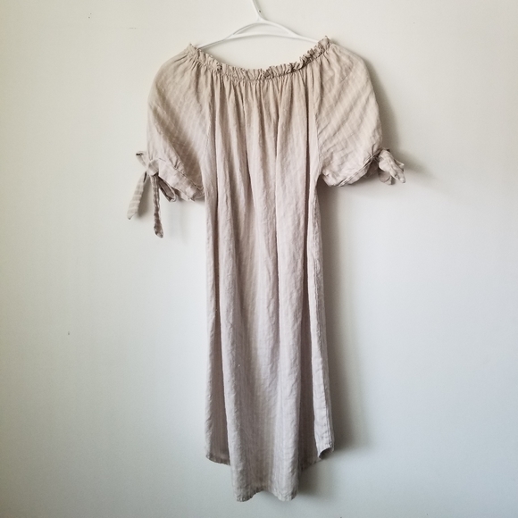 🇮🇹 VANESSA ALEXANDRA Linen Blend Ruffle Neck Dress Size S - Picture 2 of 11
